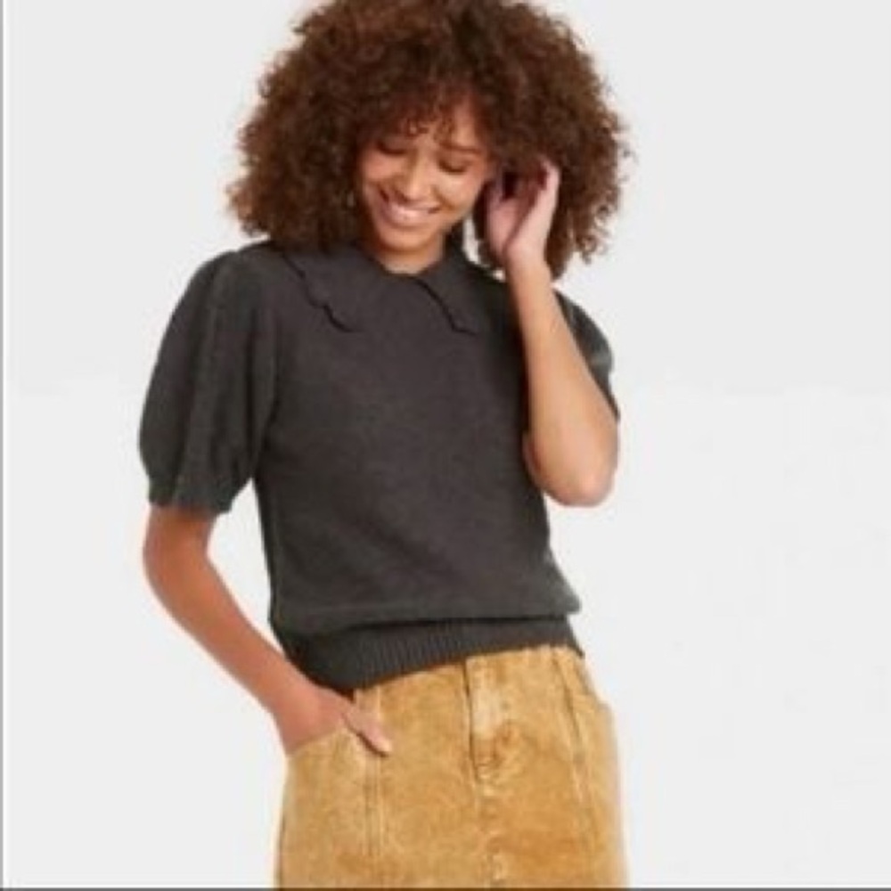 Universal Thread Charcoal Puffed Short-Sleeve Pet… - image 1